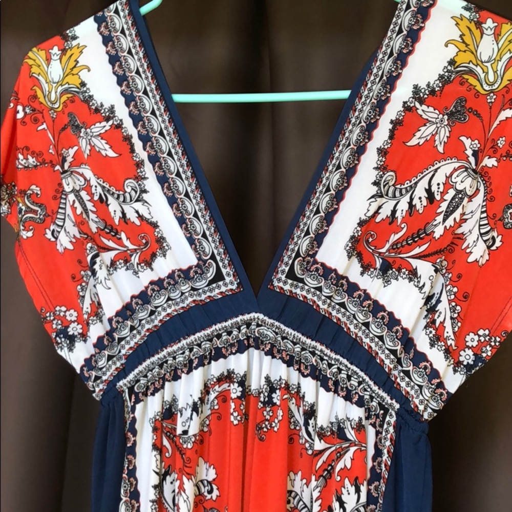 Boho V Neck Printed Casual Dress - Picture 2 of 7